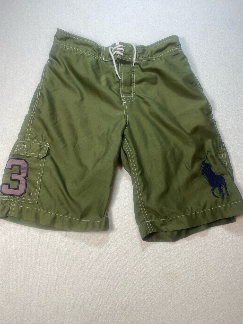 Polo Ralph Lauren Olive Green Cargo Swim Shorts size medium 10/12